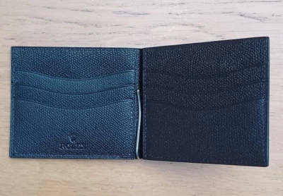 ROLEX Dark Brown Grainy Leather Bi-fold Cardholder Money Clip Wallet BRAND NEW - Image 1 of 4