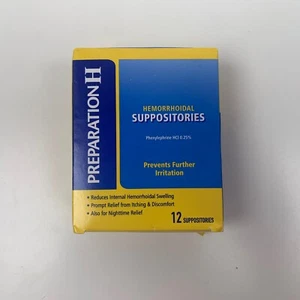 Preparation H Suppositories Irritation Itching Fast Relief 12 Ct Exp 12/2025 - Picture 1 of 4