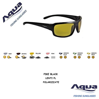 AQUA OCCHIALE POLARIZZATO ANTIRIFLESSO PIKE NERO OPACO LENTI PL VARI COLORI - Imagen 1 de 2