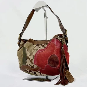 [Near Mint] Coach 7086 Purse Fringe Poppy For Peace Hobo Ltd. Ed Signature - Picture 1 of 11
