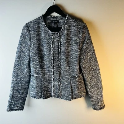 Blazer Ann Taylor Tweed Mujer Talla 10 Chaqueta Carrera Oficina Azul Blanco Ropa de Trabajo Foto 1 de 4