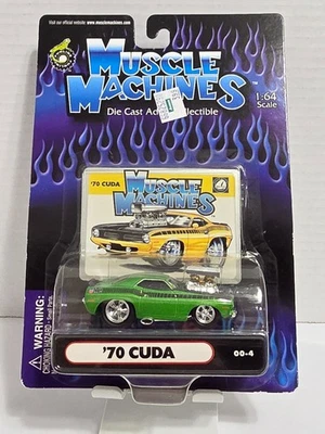 '70 CUDA VERDE 00-4 MÁQUINAS MUSCULARES COCHE FUNDIDO A PRESIÓN 1:64 FUNLINE 2000 1970 PLYMOUTH Foto 1 de 4