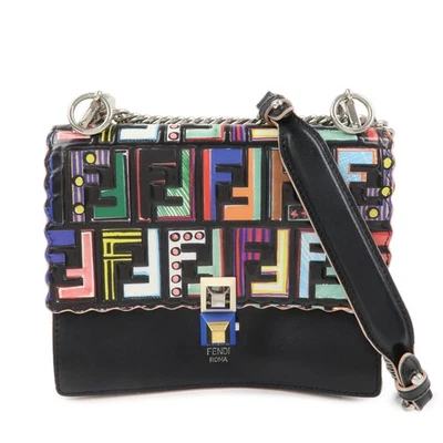 Bolso de Hombro FENDI Cuero Zucca Mini Kan I Cadena Multicolor 8M0381 Usado Envío Gratis Foto 1 de 4