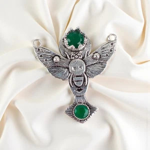 Green Onyx Gemstone 925 Sterling Silver Jewelry Necklace Pendant 1.5" For Women - Picture 1 of 8