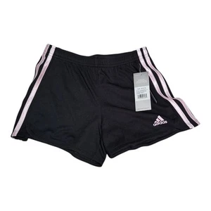 Adidas girls 3-stripes Black Mesh Shorts Size 10/12 - Picture 1 of 6