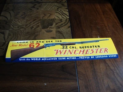 Cartel publicitario Winchester vintage (NOS) modelo 62 repetidor calibre .22 Foto 1 de 2