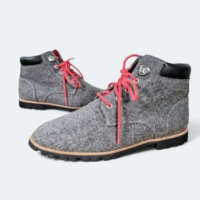 Woolrich Gray Wool Ankle Boots with Red Laces Women's Size 6 Retro Vibes Hiking - Image 1 of 4