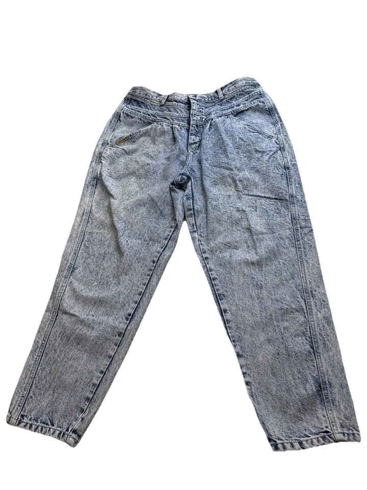 Vintage 80s PS GITANO WOMEN Sz 34/20W Short ACID WASHED High Waist Tapered Legs - Image 1 of 4