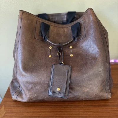 Maletín/bolso de ordenador de cuero marrón vintage Yves Saint Laurent unisex verificado Foto 1 de 4
