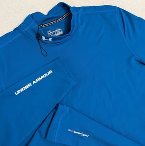 Under Armour Shirt Mens XL Royal Blue ColdGear Fitted Golf Long Sleeve Stretch - Picture 1 of 8