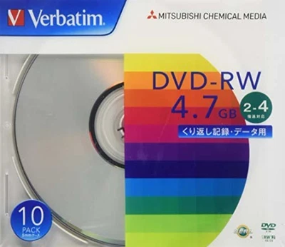 Verbatim Blank DVD-RW DVD Discs 4.7GB 4x Silver label F/S w/Tracking# Japan New - Image 1 of 4