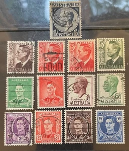 AUSTRALIA postage stamps 13 different King George Vl - Picture 1 of 1