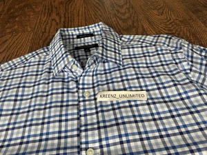 Camisa de vestir Banana Republic 120s Supima de algodón en ajuste Grant - Azul a cuadros - L - Imagen 1 de 9