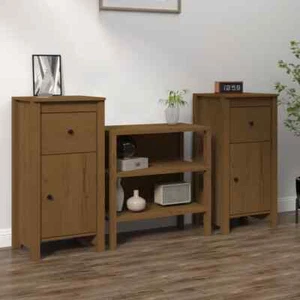 2pcs Pine Wood Sideboard Buffet Cabinet Storage Door Cupboard Shelf Kitchen - Picture 1 of 12