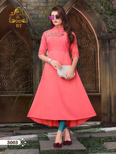 Abito tunica donna asiatico indiano pakistano designer Kurti Kurta pesca San Valentino