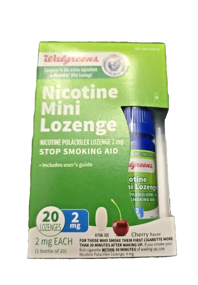 WALGREENS - Mini pastillas de nicotina - 2 mg 20 unidades sabor menta Foto 1 de 1