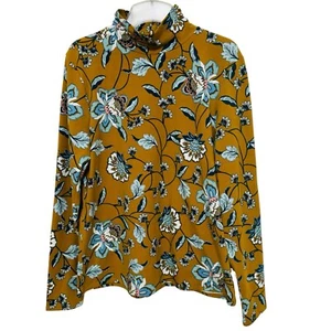 Top Pullover Maeve Anthropologie Cuello Simulado Talla XL Mostaza Oscura Tejido Floral - Imagen 1 de 11