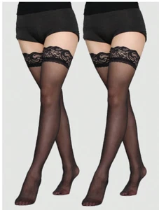 Lady's Lace Top Stay Up Stockings Thigh-High Sheer Pantyhose Stockings For Women - Picture 1 of 13