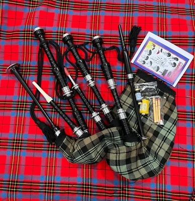 Scozzese Cornamusa Nero Orologio Tempo Argento Supporti Palissandro - Immagine 1 di 3