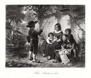 Klein Schulmeisterlein. Originaler Stahlstich, gestochen von Simon um 1850 - Picture 1 of 1