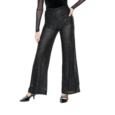 Women's Mid-Rise Wide Leg Sequin Sheer Pants - Wild Fable, Size: Small - Image 1 of 4