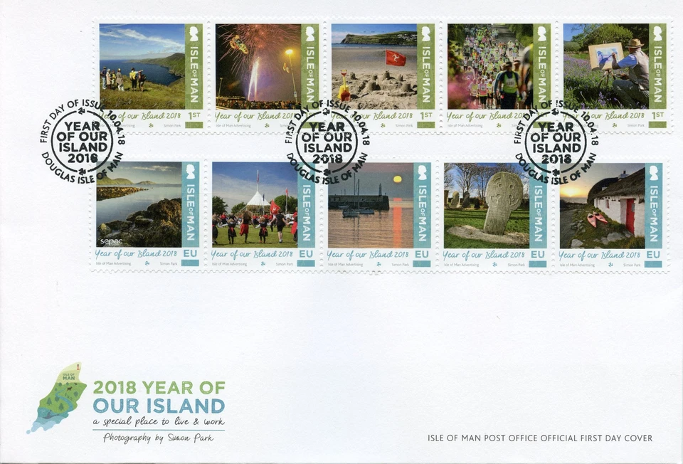 Isle of Man IOM 2018 FDC Year of Our Island 10v Cover Tourism Landscapes Stamps - Image 1 of 1