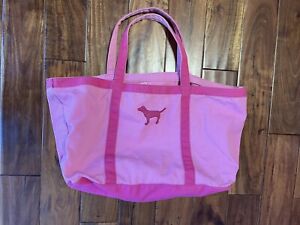 RARE Victoria Secret PINK Tote Bag Large Duffle Beach Pink Dog Luggage Hot Pinks