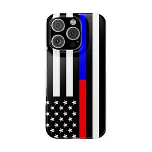 Thin Blue Red Line Flag Fire Firefighter Police Slim Phone Case fits iPhone 16 - Picture 1 of 13