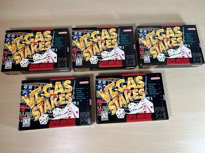 5 New In Box Vegas Stakes Super Nintendo SNES Games - Image 1 of 4