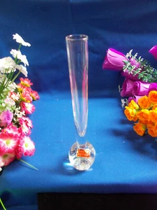 LOVELY CRYSTAL SOLID BOTTOM TALL VASE MADE IN PORTUGAL - 20 1/2 cm H EXC # C 134 - Picture 1 of 12