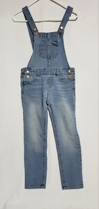 Jordache Blue Bib Overalls Denim Jeans Girls 7-8 Medium 1980's Farmer Vintage - Picture 1 of 4