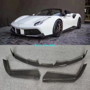 Fits For Ferrari 488 GTB Spider Carbon Fiber Front Bumper Diffuser Splitter Lip - Picture 1 of 9