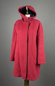 Women BURBERRY LONDON Red Wool Hooded Coat Jacket Size 40 - Picture 1 of 12