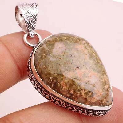 Unakit Edelstein Versilbert Handmade Anhänger Schmuck Geschenk 5.8cm P-14363 - Bild 1 von 3