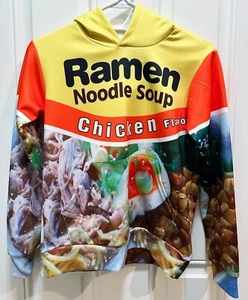 Ramen Noodle Soup Chicken Graphic Youth Medium Hoodie Pullover All over Print - Picture 1 of 5