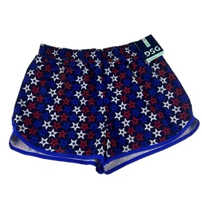 DSG Girls Youth Athletic Stride Lined Workout Shorts Size XL Patriotic Stars USA - Picture 1 of 8