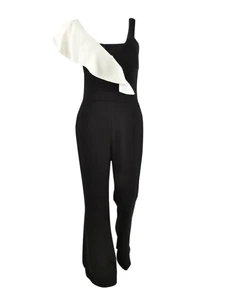 Rachel Zoe Women's One-Shoulder Party Jumpsuit (2, Black/Ecru) - Picture 1 of 3
