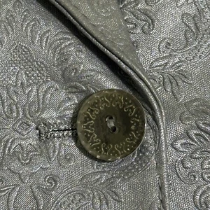 Vintage Leder Blazer Jacke Damen S Strukturiert Steampunk Mantel Gunmetal Silber Y2K - Bild 1 von 24
