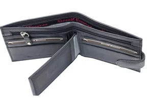 Schwarze italienische Geldbörse aus weichem Leder von Kenneth Brownne dreifach faltbare Lederlasche SALE - Bild 1 von 5