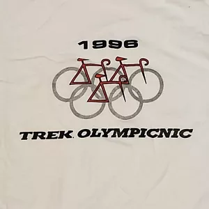 Camicia Bicicletta Vintage Trek Olympicnic Media anni '90 Ciclismo MTB Punto Singolo - Foto 1 di 7