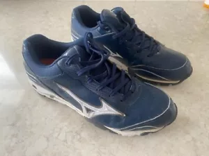 MIZUNO SPEED TRAINER 4 MEN'S SIZE 12 NAVY BLUE & WHITE SHOES - Picture 1 of 12