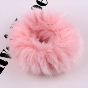 Hair Tie Furry Elastic Hair Band Plush Hair Rope Hair Accessories Solid Color ➦ - Picture 1 of 19