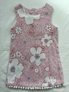PS Ketti Pom-Pom Dress Size 3 EUC Pink w/ Floral Print Adorable! - Picture 1 of 4