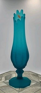LE Smith Tivoli Rare Satin Teal Blue Swung Dominion Vase 15 1/2" T - Picture 1 of 9
