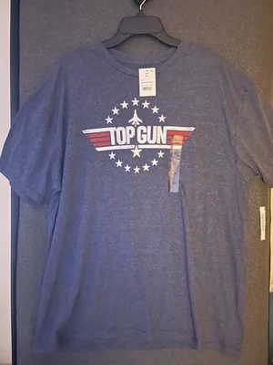 Top Gun Paramount Studios Fighter-Pilot Distressed T Shirt Blue Gray XXL 2X NWT - Image 1 of 4