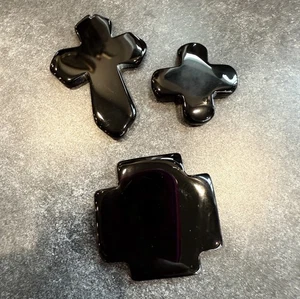 Beads 3 Black Stone Assorted Style Crosses for Crafting/Jewelry Making - Picture 1 of 10