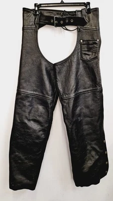 Unbranded Men's Size XS Motorcycle Chaps Black Leather - Image 1 of 4