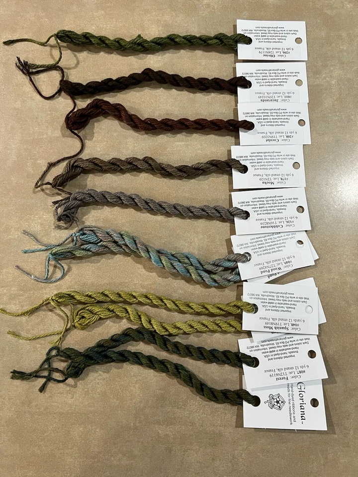11 Skeins Gloriana Embroidery Floss Thread Skeins, 6 yds 12 Stand Silk each - Image 1 of 4