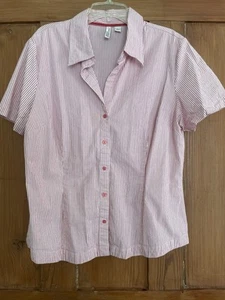 Damen St John’s Bay Stretch rosa weiß gestreift Shirt Bluse Top Large - Bild 1 von 5