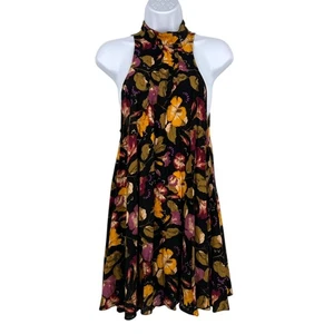 Intimate Free People Minikleid Beaux Blumen Neckholder Slip XS schwarz bunt - Bild 1 von 10